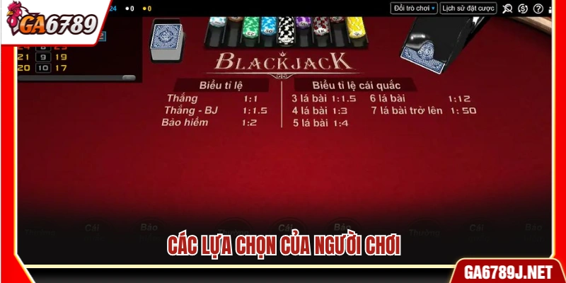 Luật Chơi Blackjack - Hướng Dẫn Cơ Bản Dễ Hiểu Cho Newbie 11 Những sự lựa chọn trong luật chơi blackjack